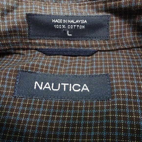 Nautica Brown L/S Button Down Shirt Size Large - Picture 4 of 6